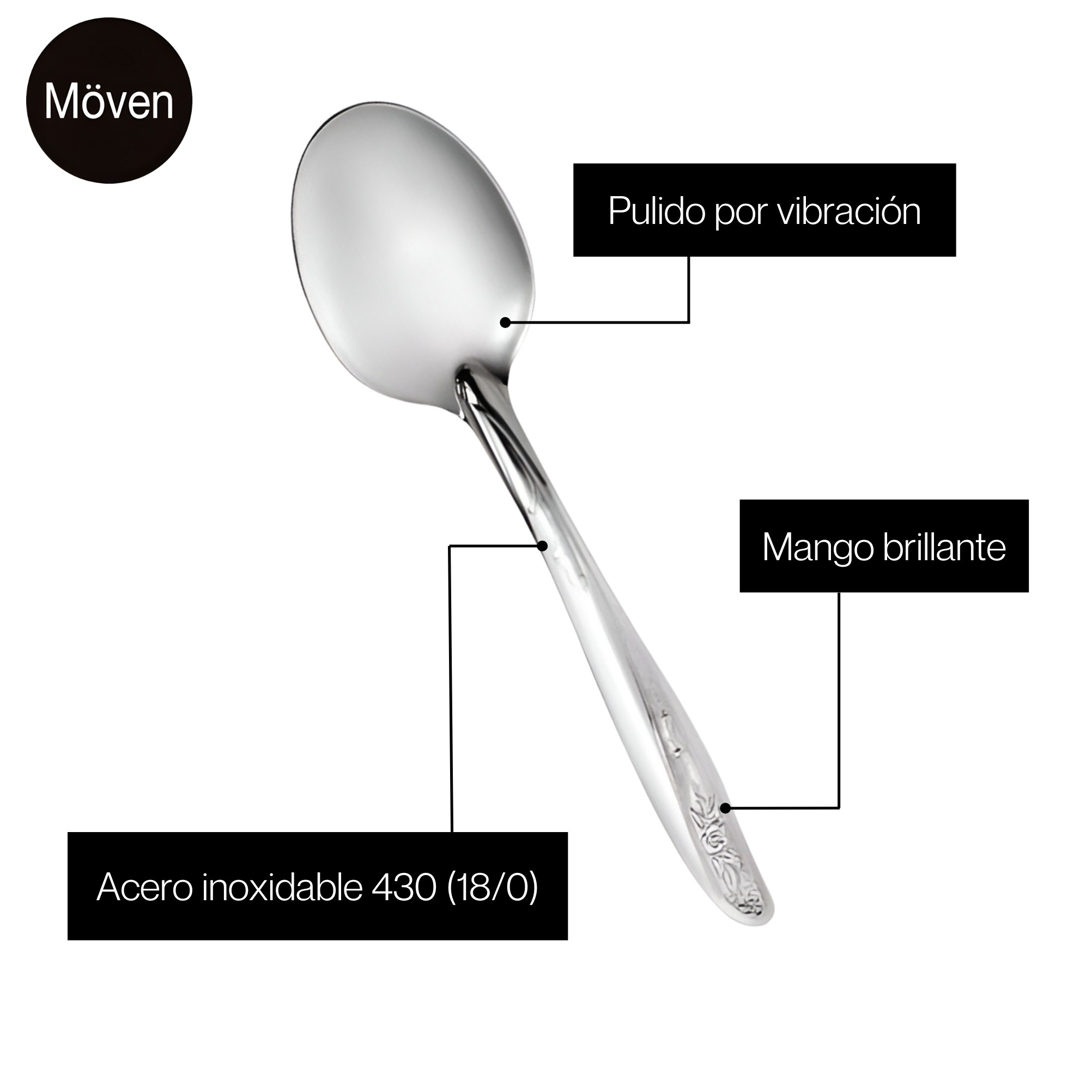 Juego de Cubiertos M&ouml;ven Jazm&iacute;n &ndash; 24 Piezas, Acero Inoxidable Gris image number null