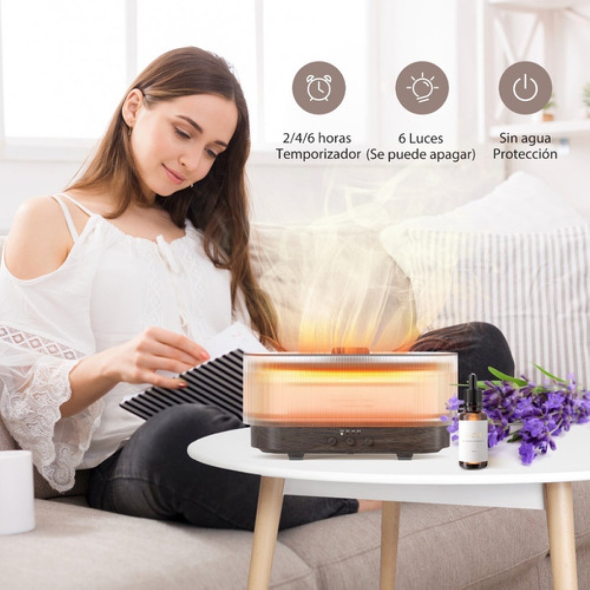 Difusor Humificadora De Aroma Ultrasonico Marron Claro image number null