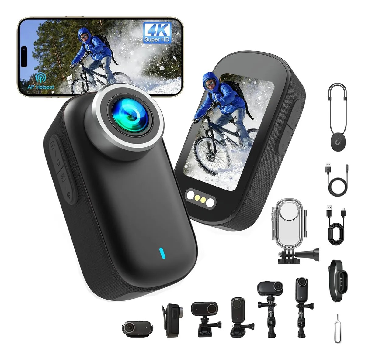 4k C&aacute;mara De Acci&oacute;n Mini C&aacute;mara Corporal Impermeable Deportiva Wifi C&aacute;mara V&iacute;deo,Battery 1000mah,Mini c&aacute;mara image number null