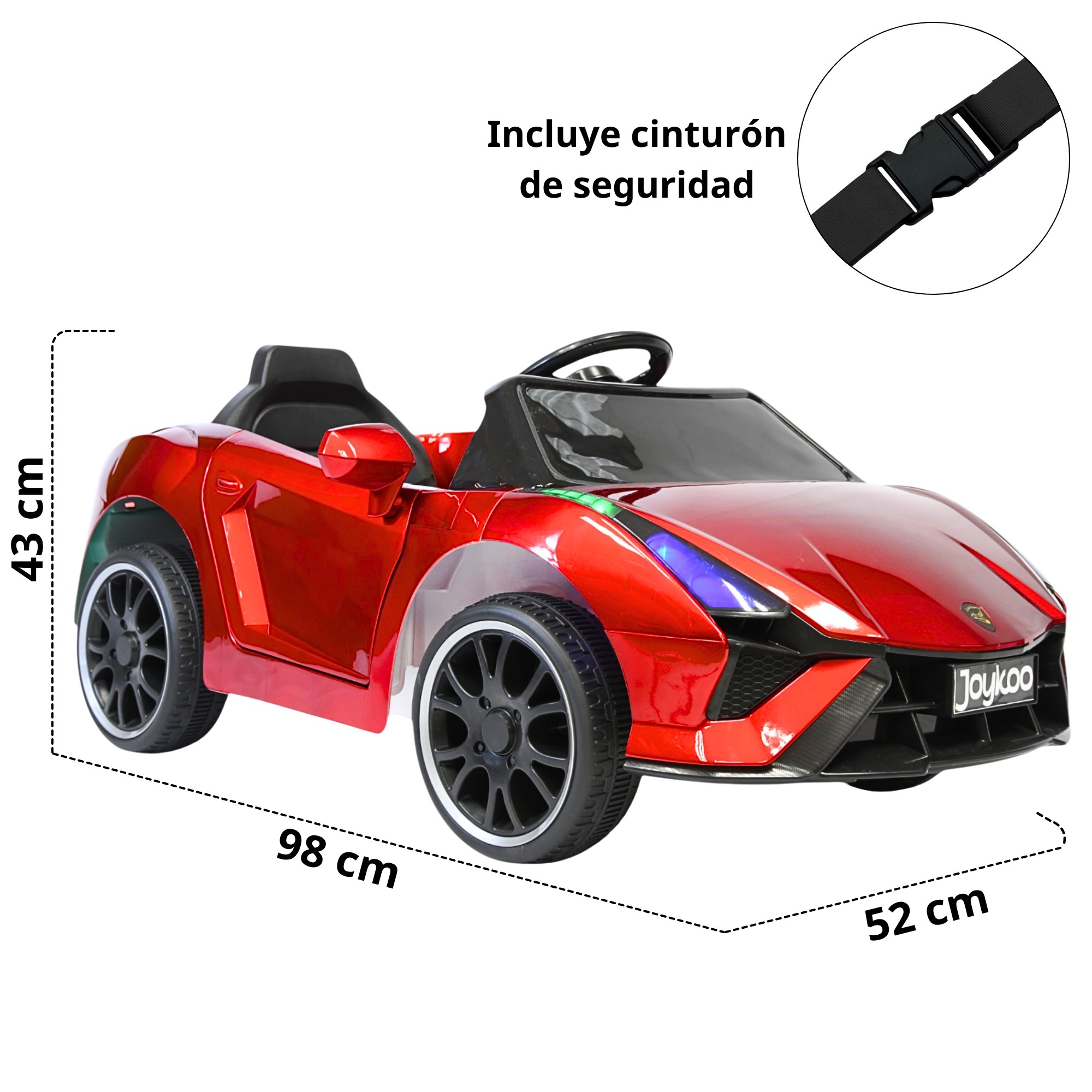 Montable Electrico para Ni&ntilde;os Carro Deportivo Bluetooth Luz Led Control Remoto 12v - Rojo image number null