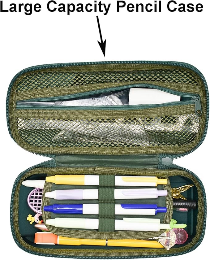 Maydahui - Estuche para l&aacute;pices de camuflaje de gran capacidad, con forma de tanque, compartimento organizador para l&aacute;pices, caja de papeler&iacute;a, impermeable, EVA camuflaje, verde. image number null