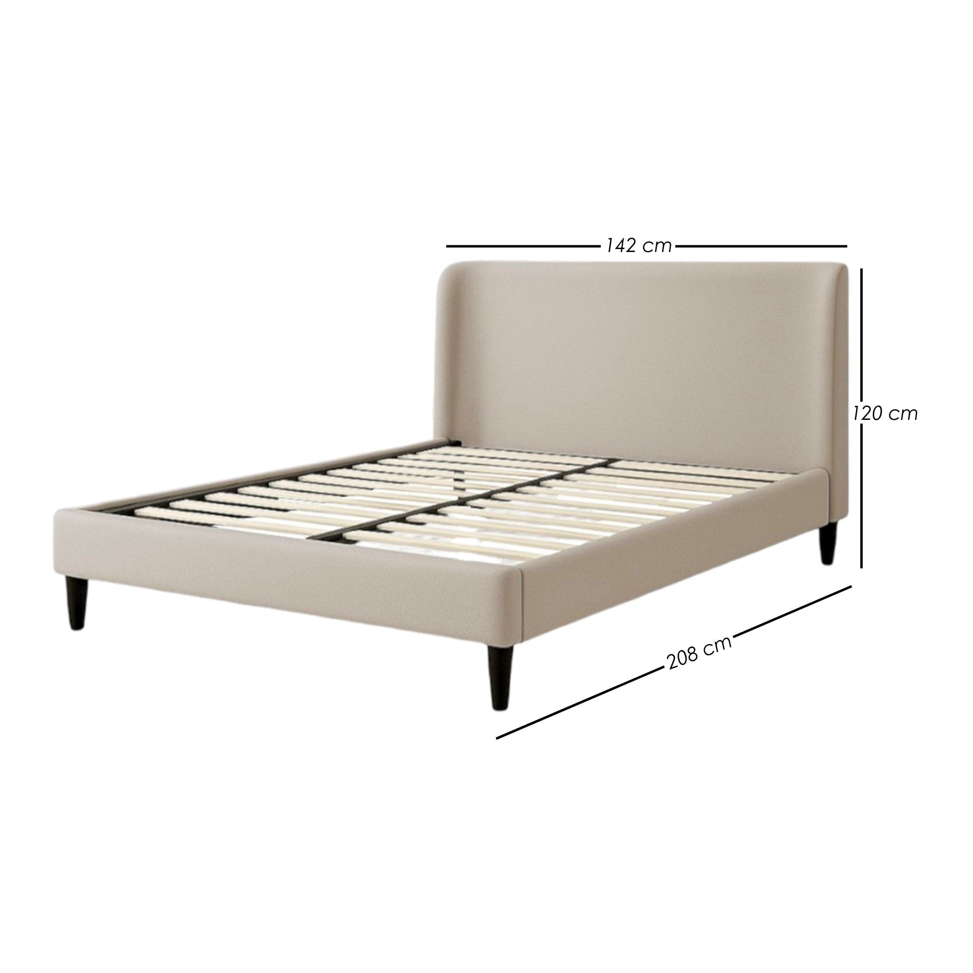 Ilios Innova | Cama Matrimonial Beige con Cabecera Tapizada en Lino y Poli&eacute;ster | Estructura de Madera Resistente image number null