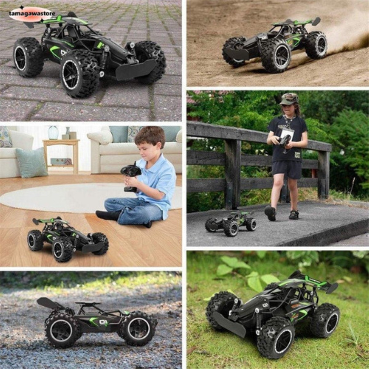 Carros De Control Remoto Juguetes Alta Velocidad 1:18 15km/h Verde Negro image number null