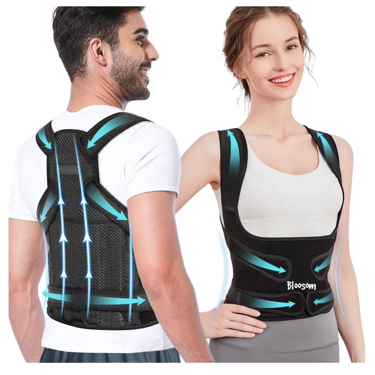 Corrector Postura Espalda Para Hombre Y Mujer Ajustable Faja S Negro image number null
