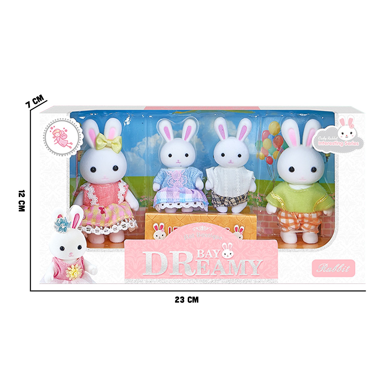 Juguete Set de 4 Conejitos Dreamy con Ropa Intercambiable y Detalles de Moda image number null