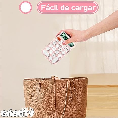 A GAGATY Calculadora Est&aacute;ndar de 12 D&iacute;gitos, Pantalla Grande de Escritorio y Botones, Calculadora con Pantalla LCD Grande para Oficina, Escuela, Hogar y Negocios, Suspensi&oacute;n Autom&aacute;tica (Rosa y Blanco). image number null
