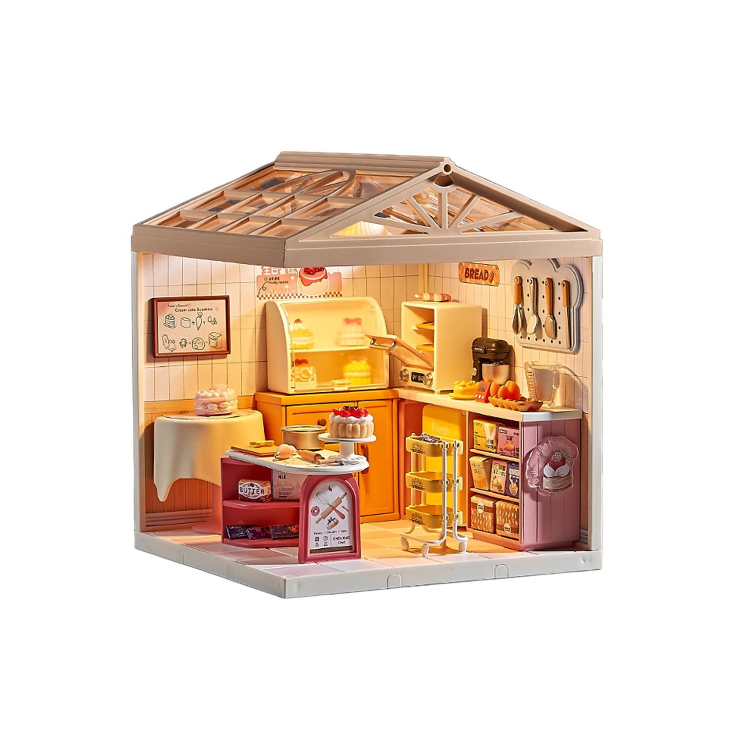 Juguete Panader&iacute;a en Miniatura con Pasteles, Muebles, Accesorios y Efecto de Luz Nocturna image number null