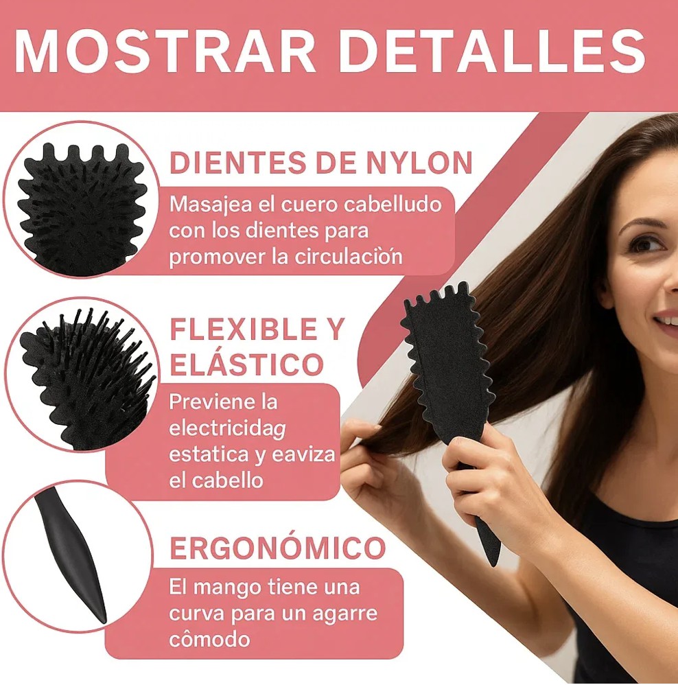 12pzkit Pincel Bounce Curl Cepillo Define Style Rizado Peine NEGRO image number null