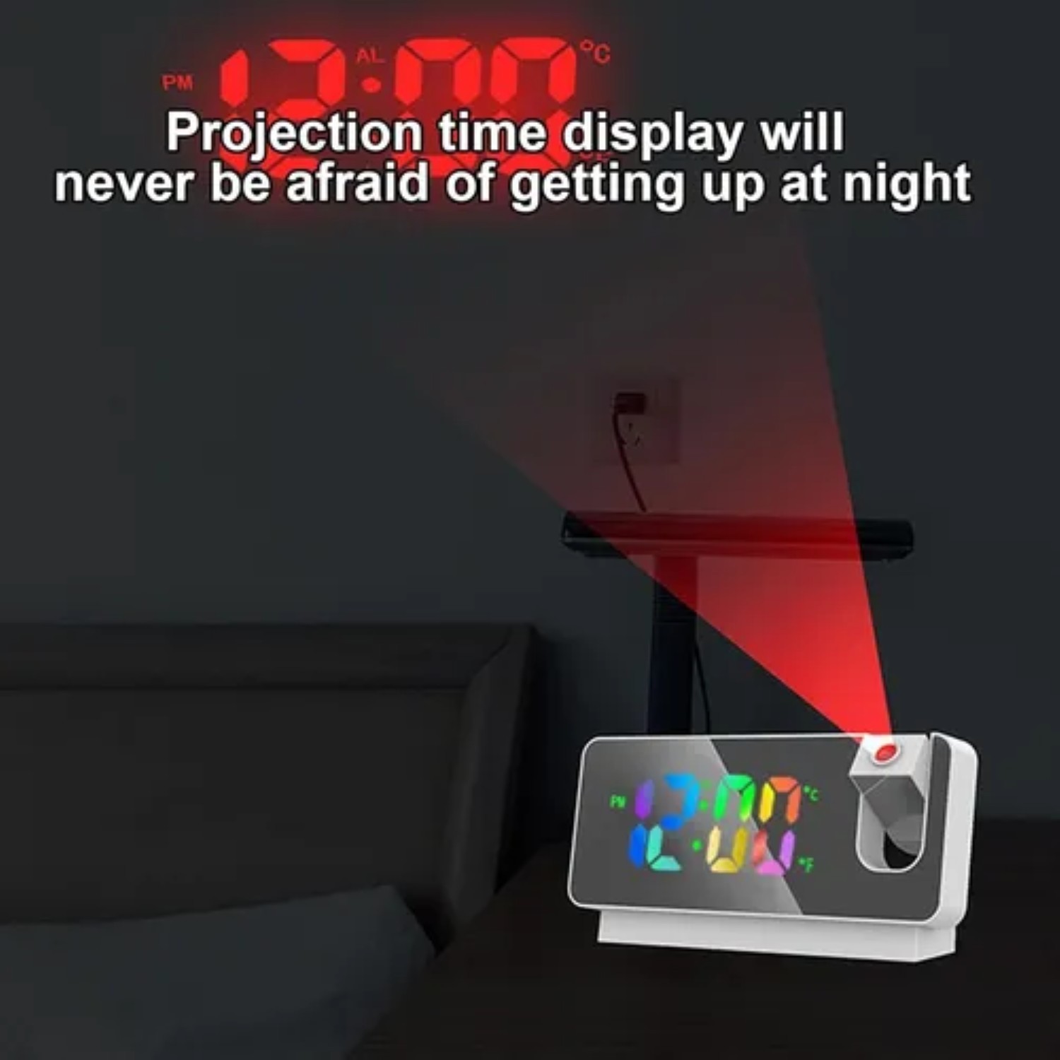Reloj Despertador De Proyecci&oacute;n De Escritorio Led Colorido image number null