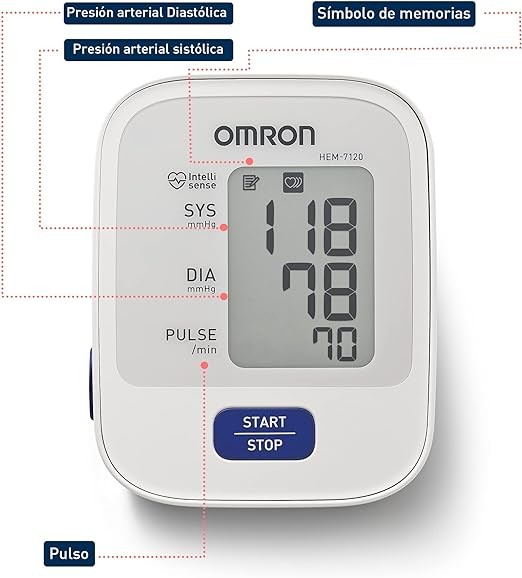 A OMRON Medidor de Presi&oacute;n Arterial de Brazo HEM-7120, Diferentes Funciones con Tecnolog&iacute;a Avanzada, 1 Unidad, Color Blanco. image number null