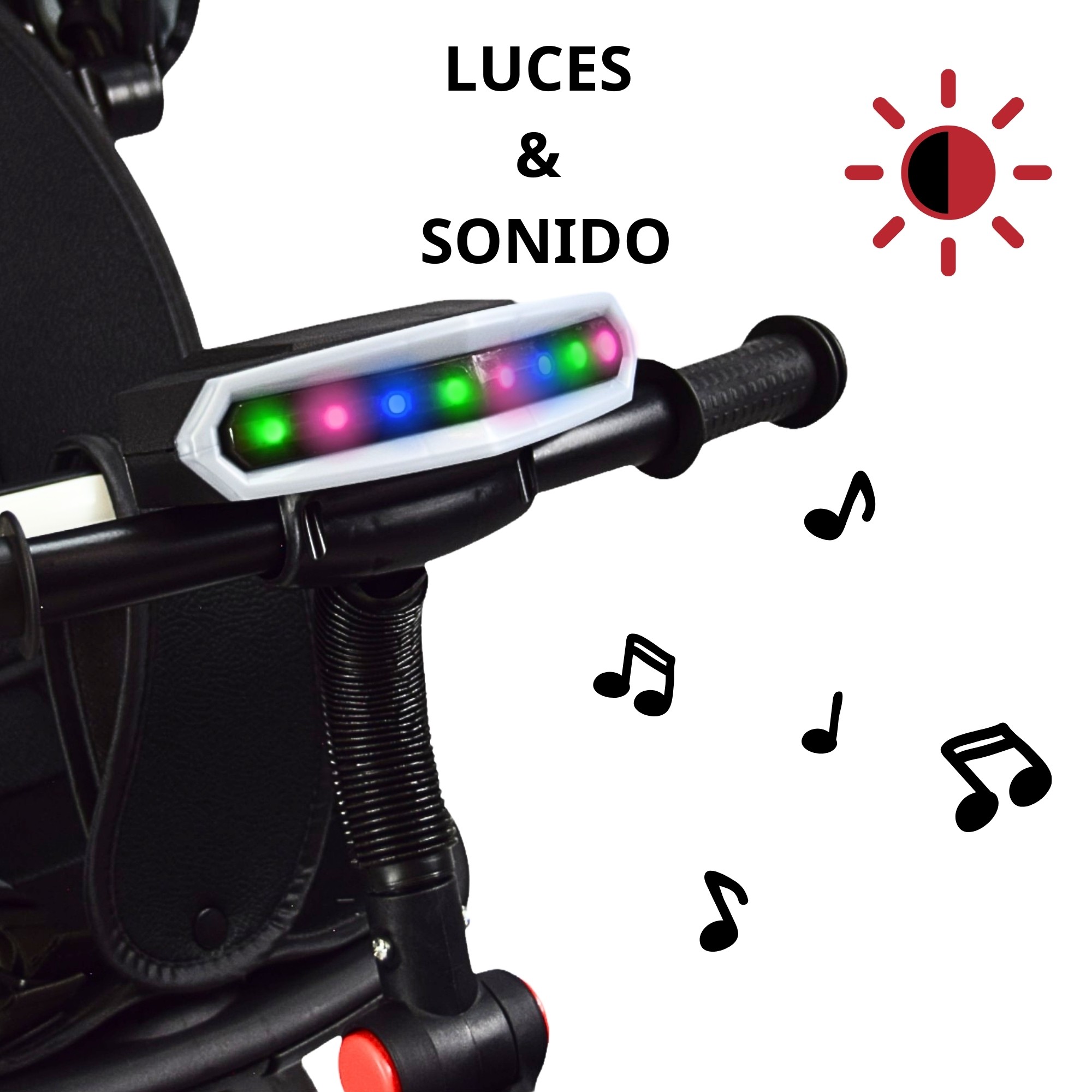 Triciclo para Ni&ntilde;os Asiento Giratorio Reclinable con Luz y Sonido - Rojo image number null