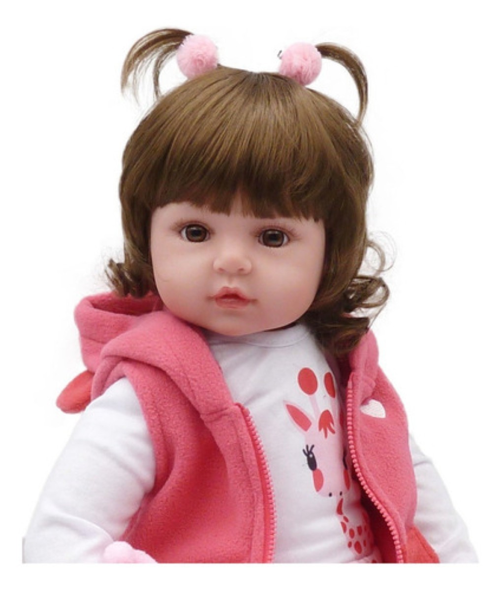 Bebes Reborn Todo Silicona Ni&ntilde;a 55cm conejo blanco/rosa image number null