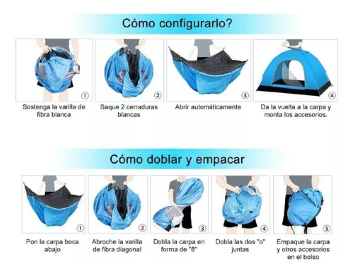 "Tienda Casa Campa&ntilde;a Exterior Camping Pop Up 2 Persona 2*1.4m Azul " image number null