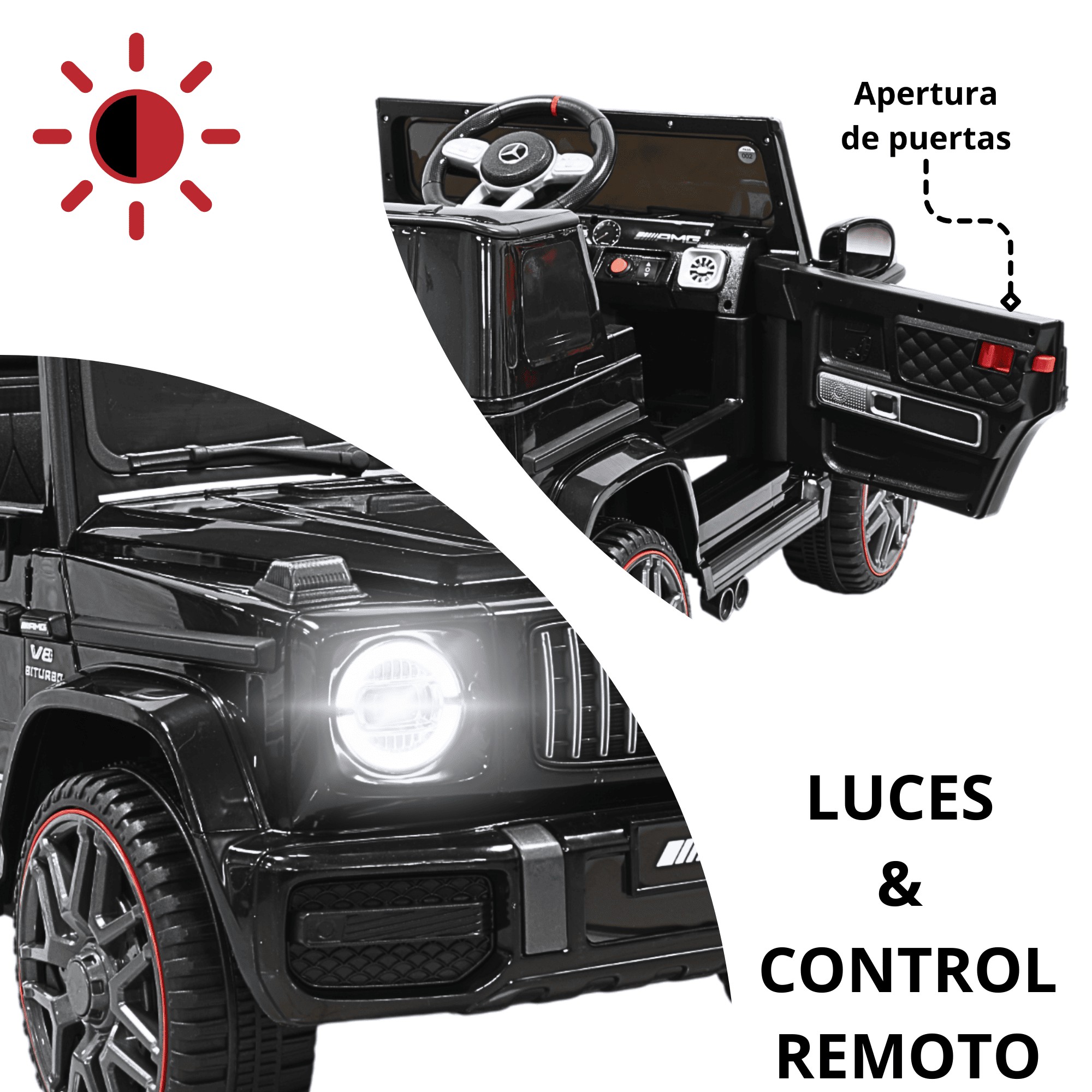 Camioneta Montable El&eacute;ctrica AMG Mercedes Benz G-63 para Ni&ntilde;os 12V Bluetooth Apto a partir de 3 a&ntilde;os - Negro image number null