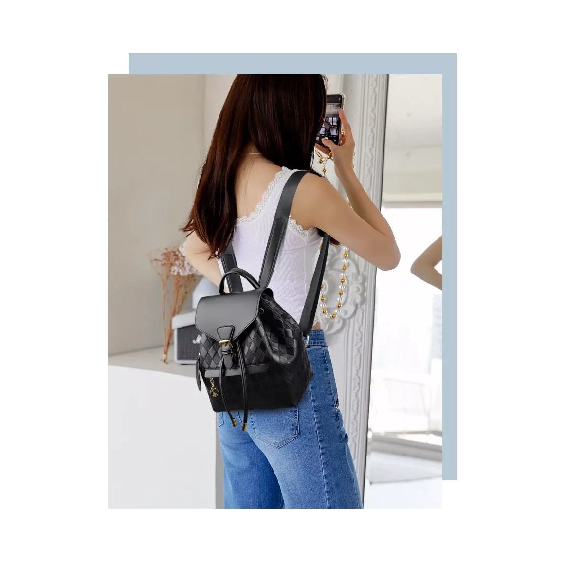 Mochilas Para Mujer Casual De Cuero Pu Antirrobo Suave Pu. image number null