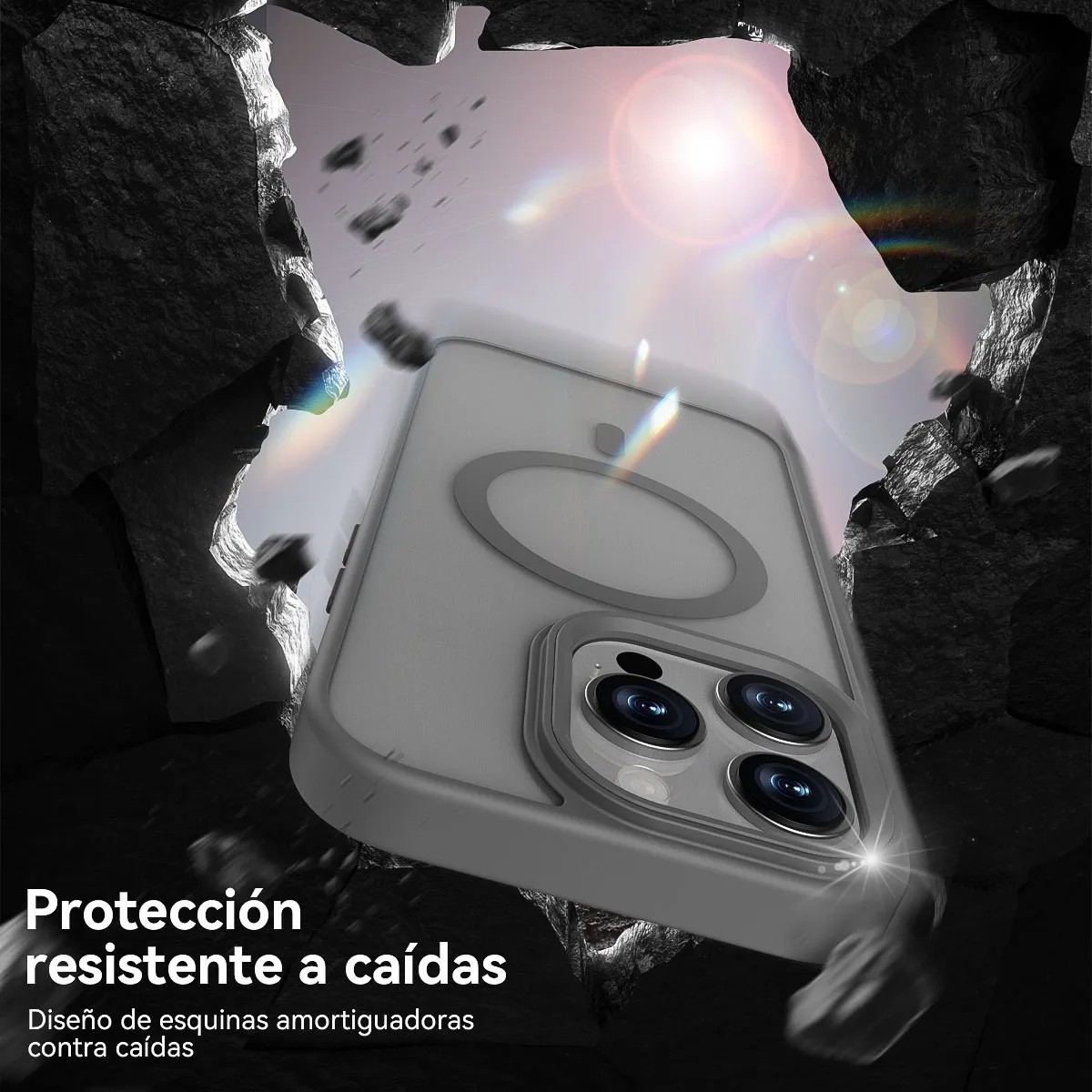 Funda Magsafe Para iPhone 17 Pro+ Cargador Inal&aacute;mbrico 15w + Mica De Vidrio Gris image number null
