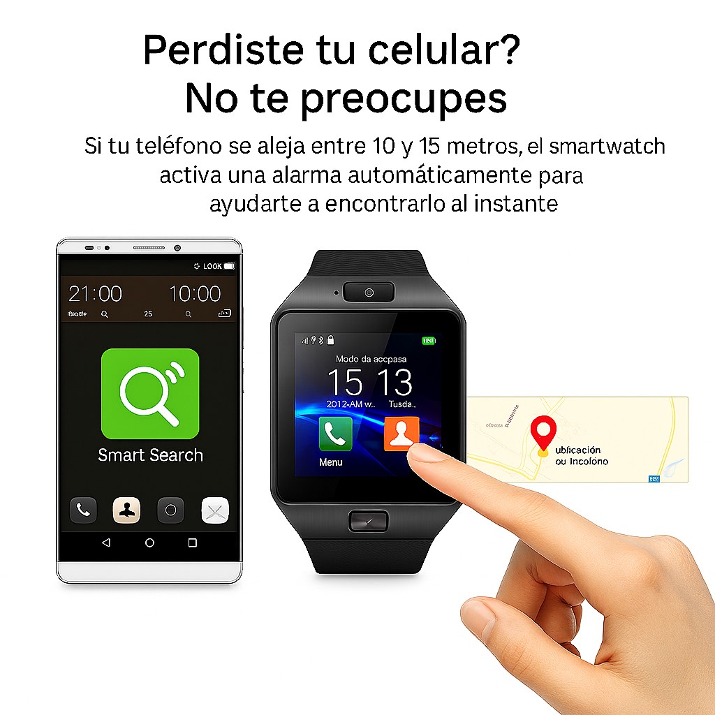 Smartwatch DZ09 Bluetooth con C&aacute;mara y Llamadas Pantalla Touch Compatible Android Negro COMERLIV image number null