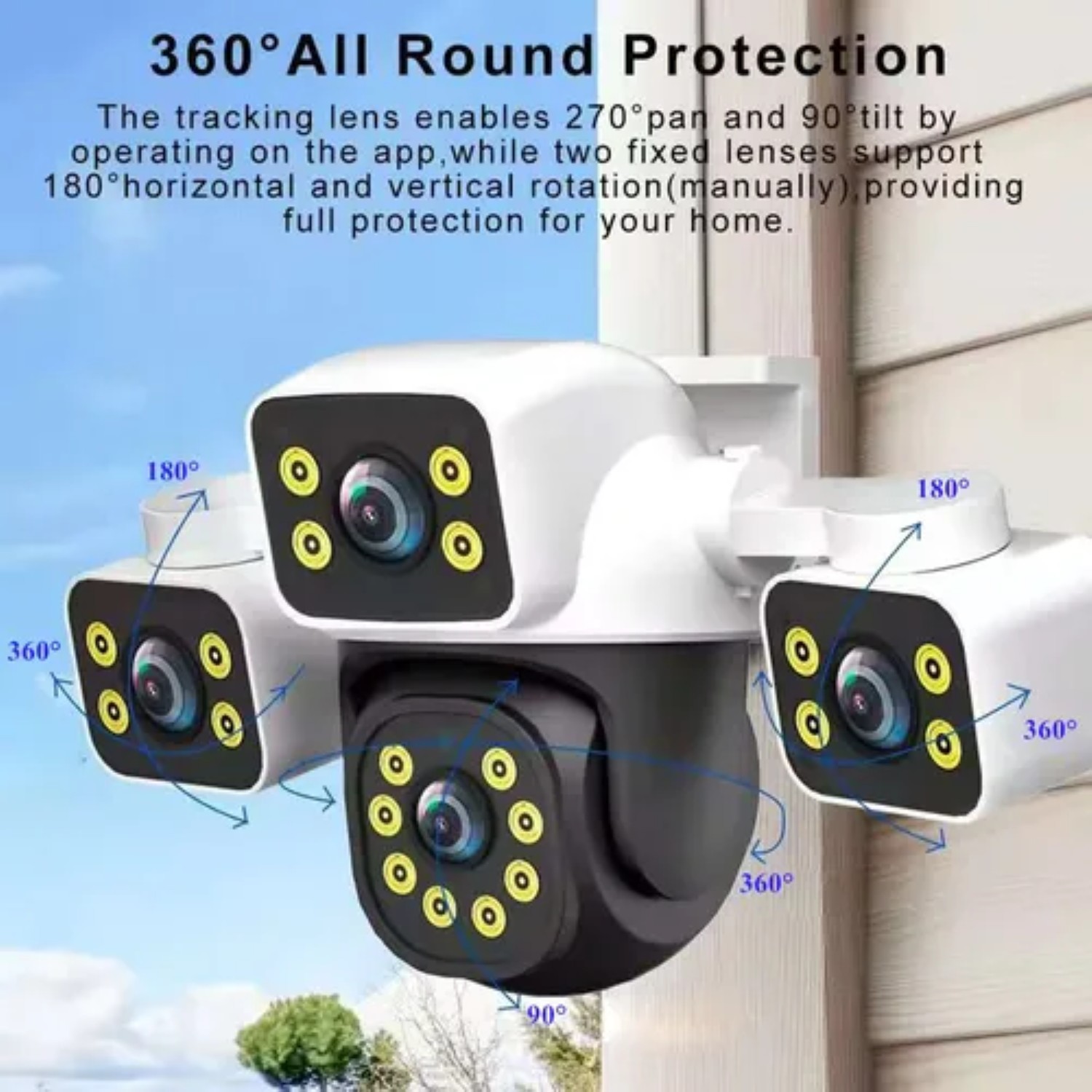 12mp C&aacute;maras De Seguridad Wifi Exterior 360&deg; Con Tres Lentes Blanco image number null