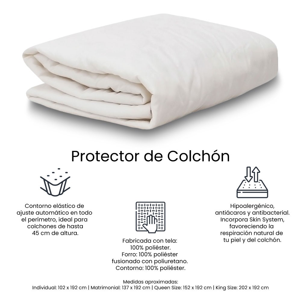 Protector Queen Size Spring Air Ultra Blanco + S&aacute;banas Spring Air Basic Azul + 2 Almohadas Spring Air Osos image number null