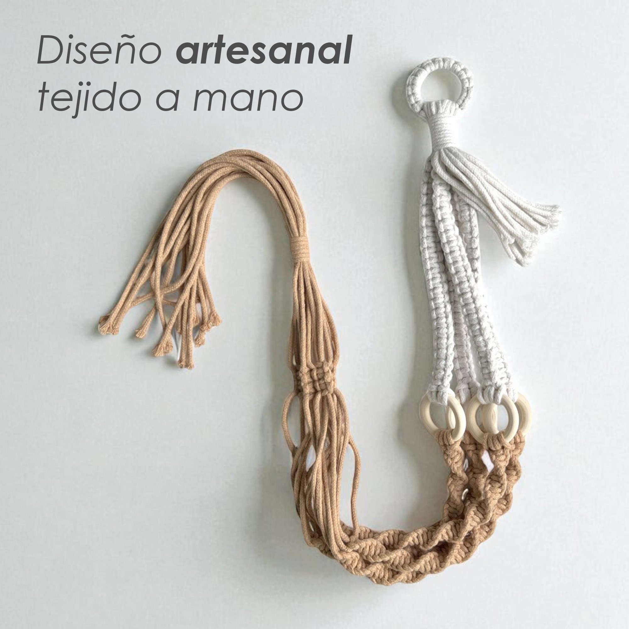 Ilios Innova | Colgante Decorativo Boho Caf&eacute; para Maceta, soporte tejido a mano, para plantas en interior o exterior. image number null