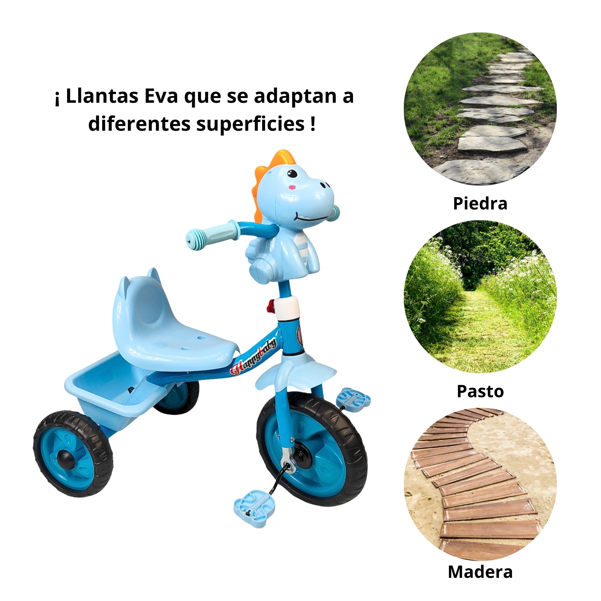 Triciclo infantil Dinosaurio con luces y sonidos 3 a 5 a&ntilde;os image number null