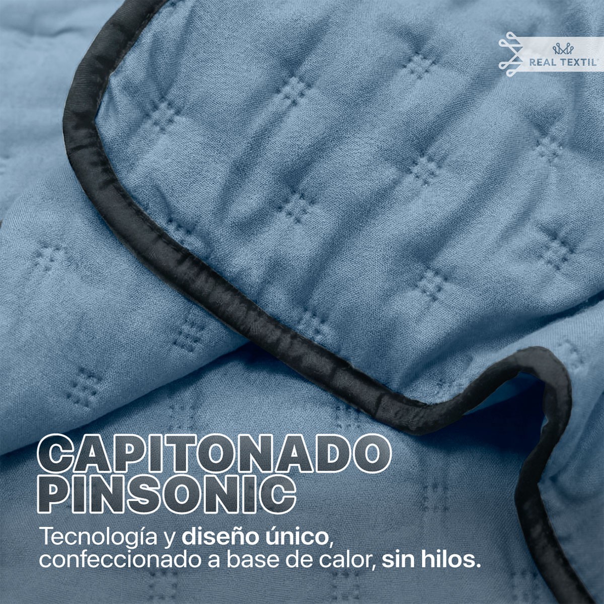 Edred&oacute;n Ligero Individual Doble Vista con Fundas Azul Medio REAL TEXTIL image number null
