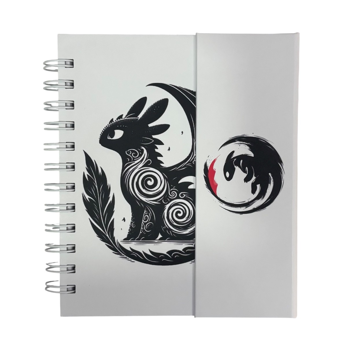 Libreta de tapa dura laminado liso con espiral met&aacute;lico en la lateral con solapa protectora, Drag&oacute;n Chimuelo image number null