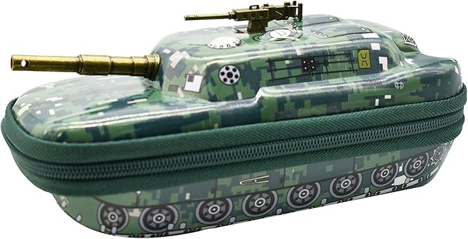 Maydahui - Estuche para l&aacute;pices de camuflaje de gran capacidad, con forma de tanque, compartimento organizador para l&aacute;pices, caja de papeler&iacute;a, impermeable, EVA camuflaje, verde. image number null