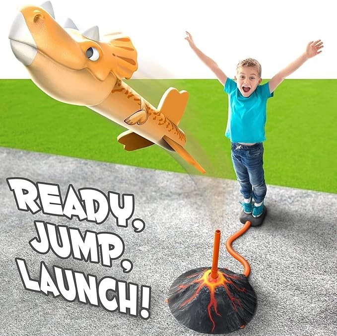 LAWAN - Dinosaur Blaster/Lanzacohetes para ni&ntilde;os - Lanza hasta 100 pies Regalo de cumplea&ntilde;os para ni&ntilde;os y ni&ntilde;as 3 4 5 6 7 a&ntilde;os. image number null
