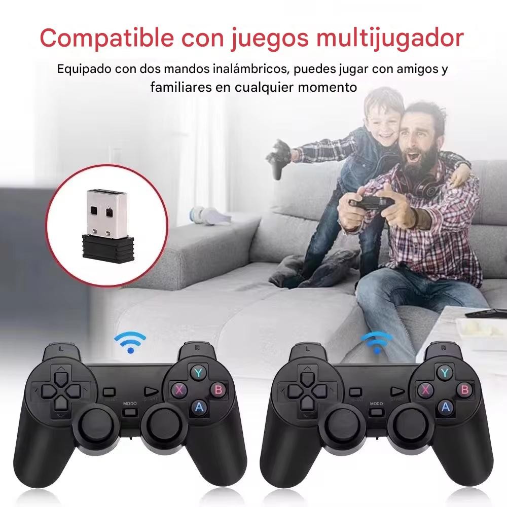 Consola retro 64gb juegos video juegos 2 controles HDMI reproductor de juegos 3D HD inal&aacute;mbrico. image number null