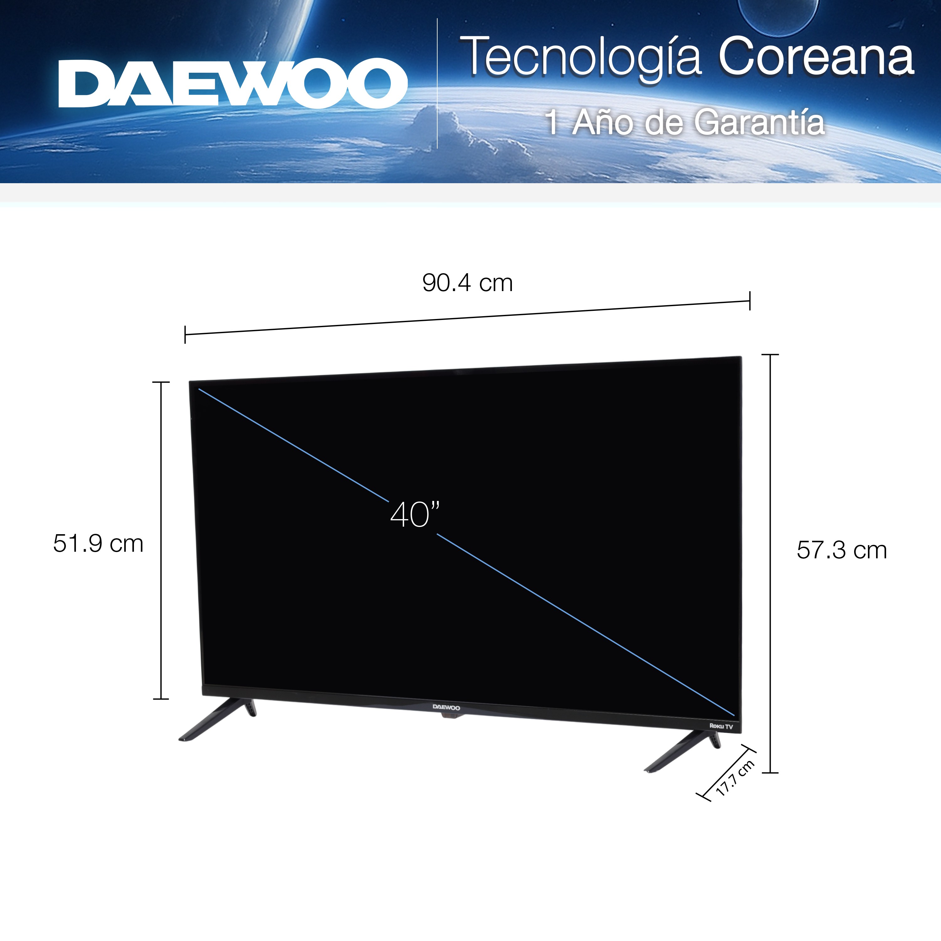 Pantalla Daewoo 40 pulgadas Frameless Full HD Roku image number null