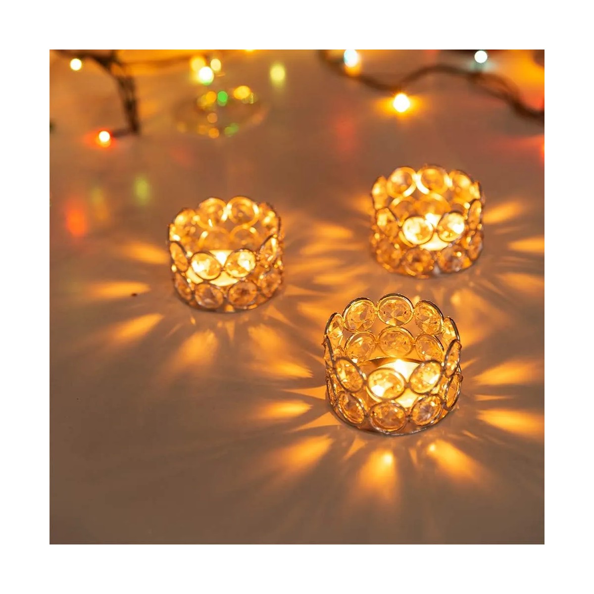 8pc Candelabros Portavelas Fiesta Cristal Plateado image number null