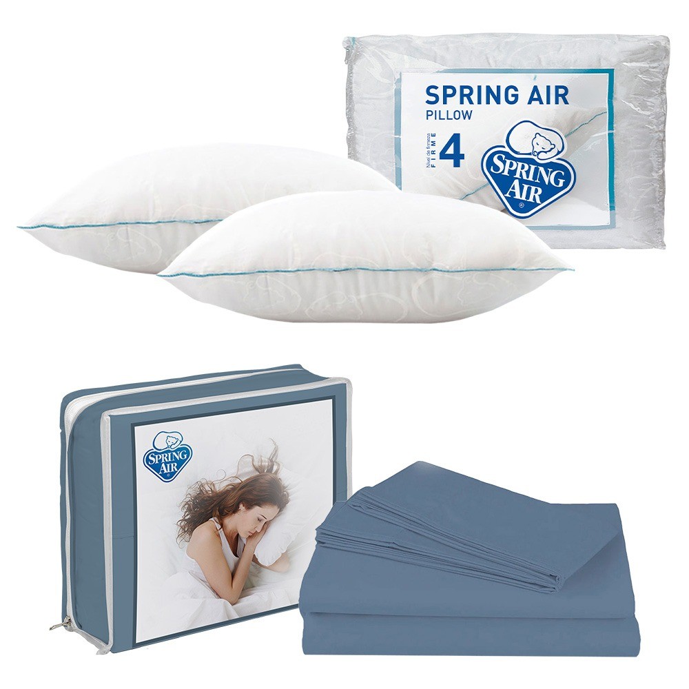S&aacute;banas King Size Spring Air Basic Azul Acero + 2 Almohadas Spring Air Osos image number null