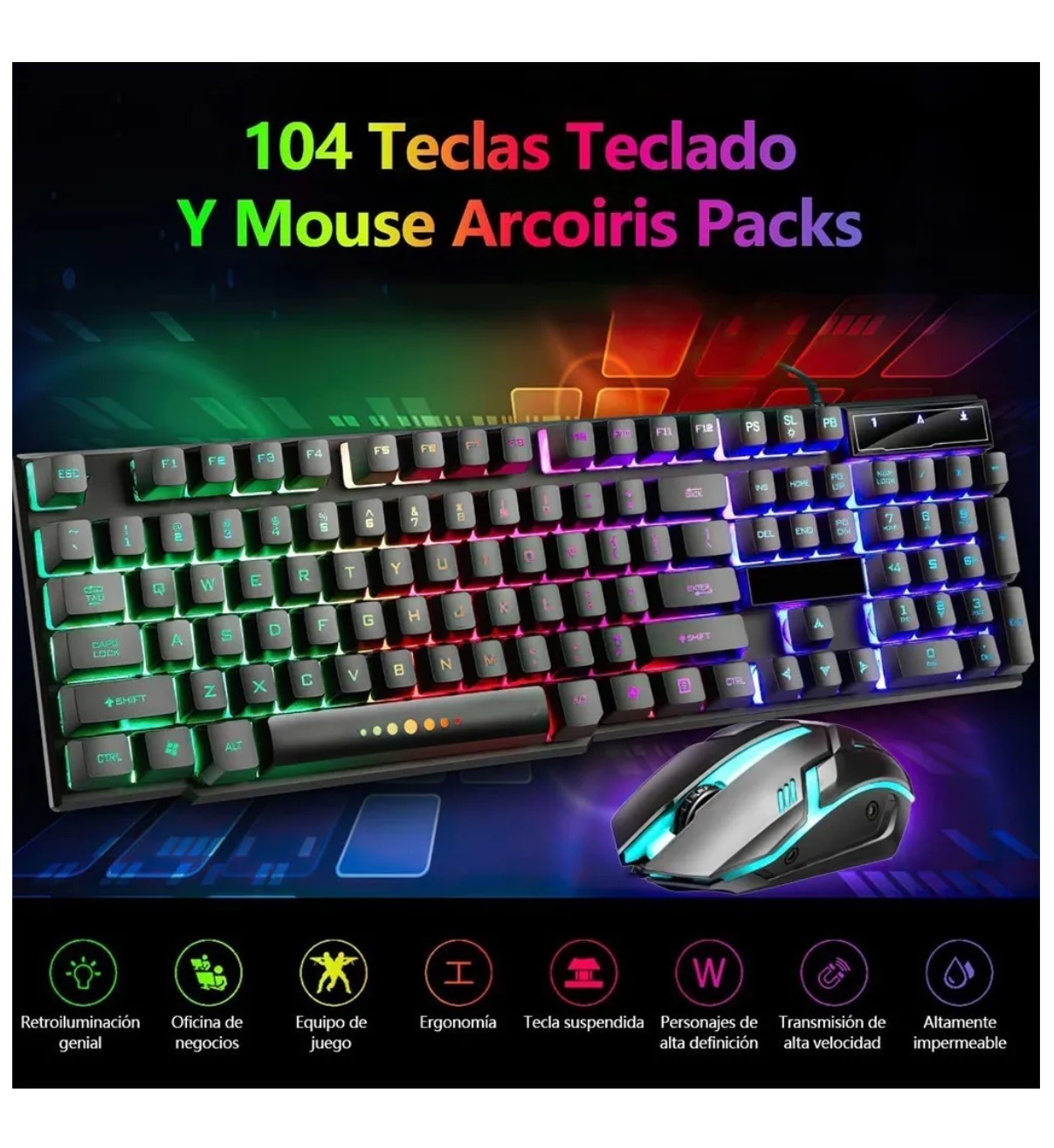 Kit Teclado Mouse Game Profesional Malubero Alfombrilla De Rat&oacute;n Usb image number null