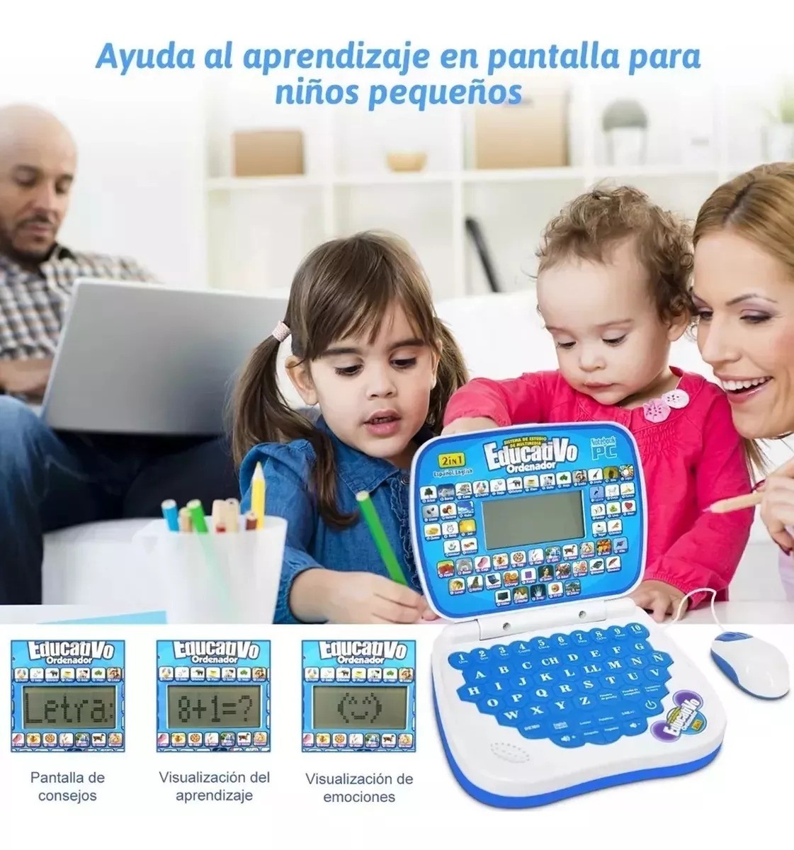 Mini Laptop Interactiva Educativa Espa&ntilde;ol/ingl&eacute;s Ni&ntilde;os image number null