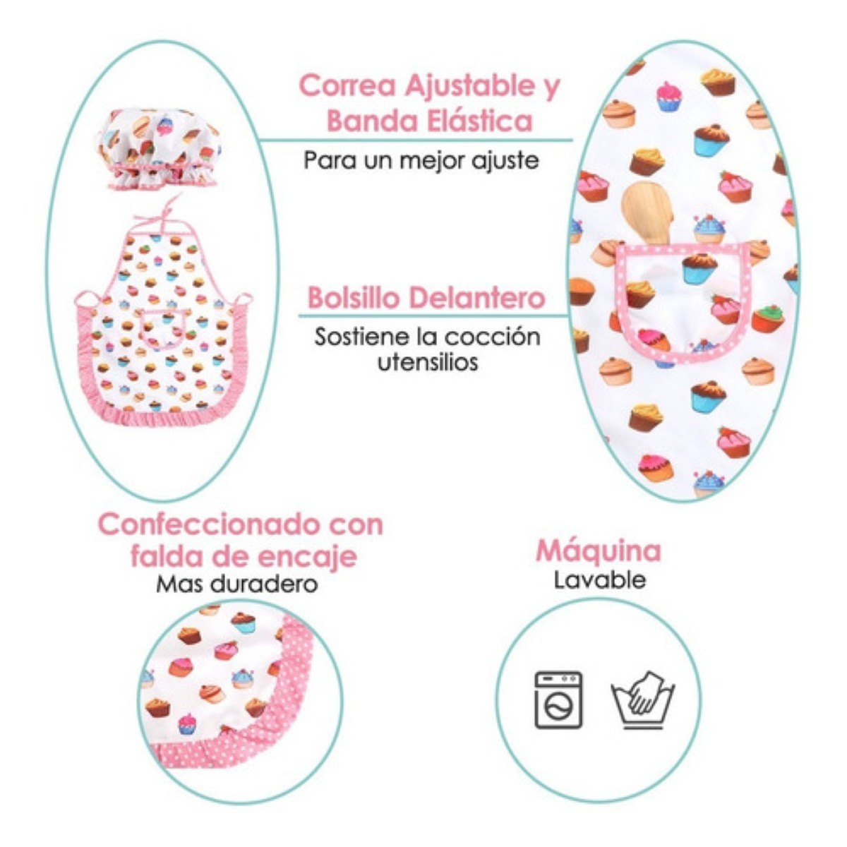 Kit De Juguetes De Cocina Para Ni&ntilde;os 11pz Blanco/Pastelillo image number null