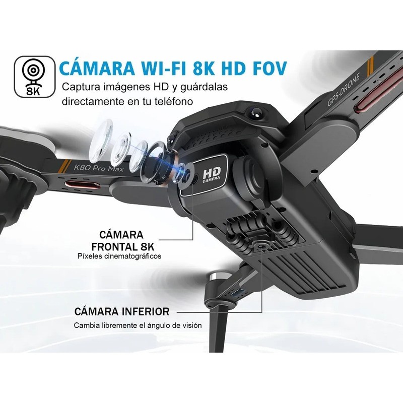 Drone Con C&aacute;mara Profesional 8k A Control Remoto Gps 5ghz Negro image number null