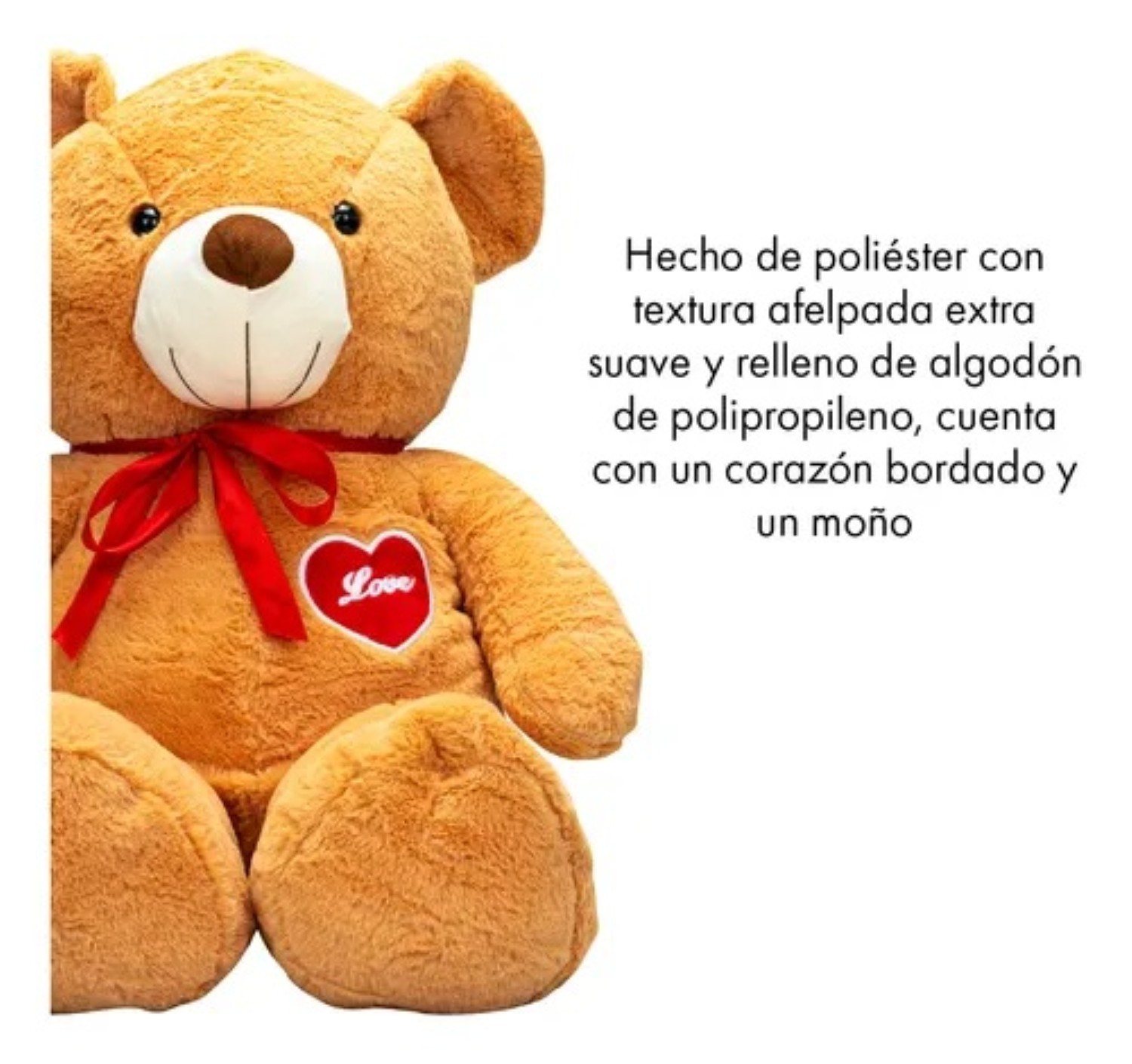 Oso De Peluche Teddy Grande Abrazable Coraz&oacute;n 1 Metro Caf&eacute; claro image number null