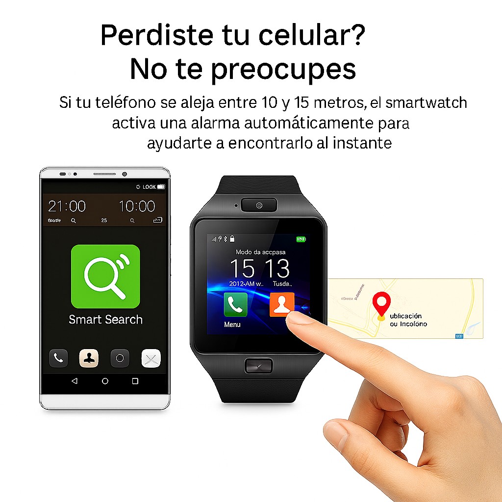 Smartwatch DZ09 Bluetooth con C&aacute;mara y Llamadas Pantalla Touch Compatible Android Negro COMERLIV image number null