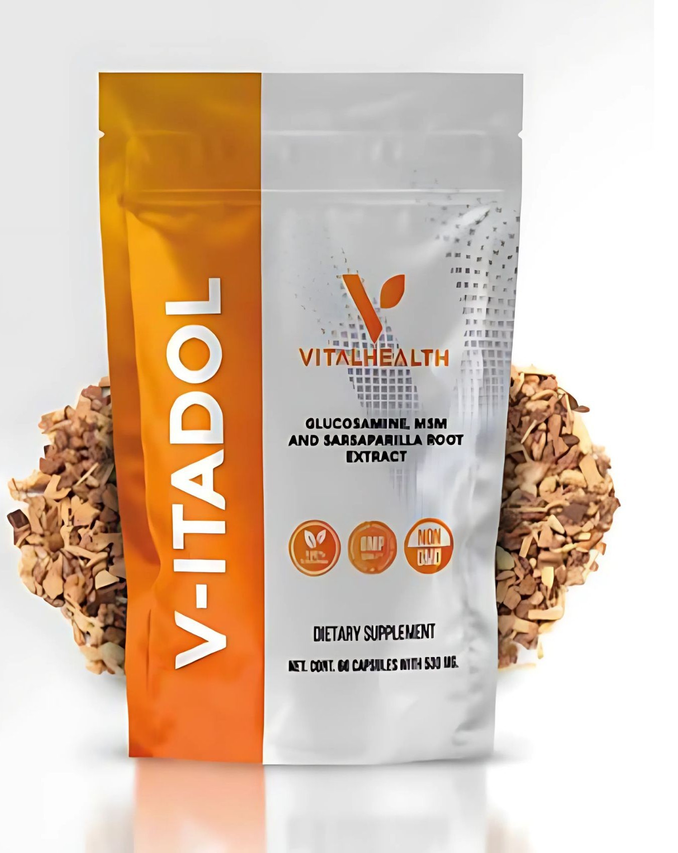 VITADOL VitalHealth | Suplemento Natural para Articulaciones y M&uacute;sculos | 60 C&aacute;psulas con Glucosamina MSM Zarzaparrilla image number null