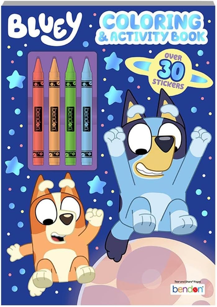 Libro Actividades y Colorantes Bluey 4 L&aacute;pices de Colores Incluye M&aacute;s de 30 Pegatinas image number null