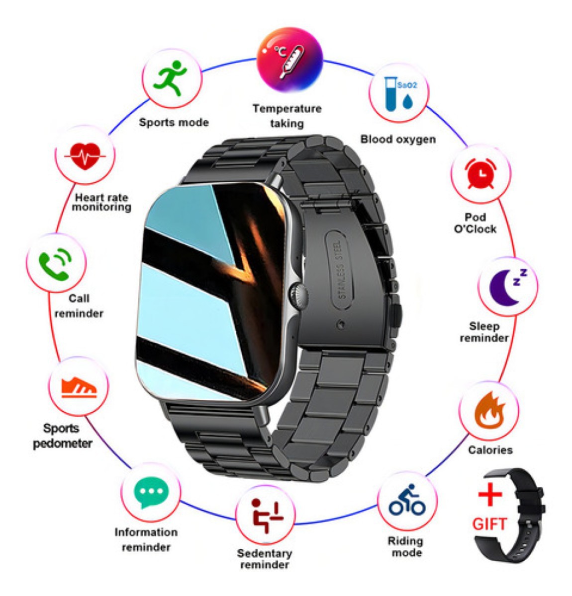 Reloj Inteligente Bluetooth Llamada Negro image number null