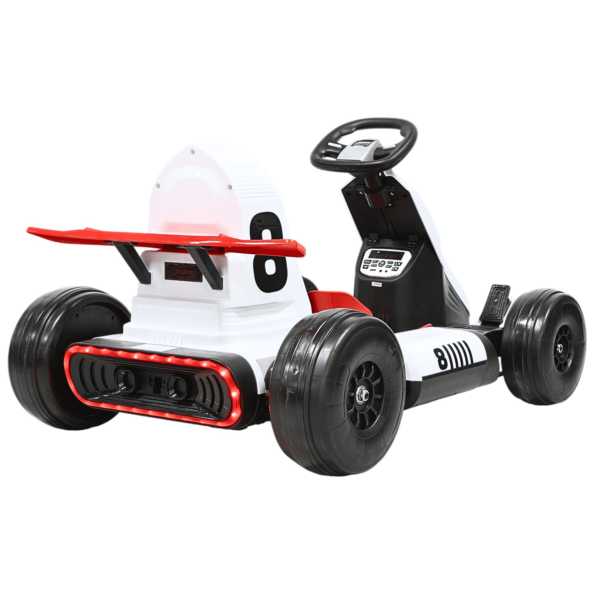 Montable El&eacute;ctrico Go Kart para Ni&ntilde;os Largo Ajustable Control Remoto Bater&iacute;a Recargable 12V Luces Sonido BluetoothBlanco image number null