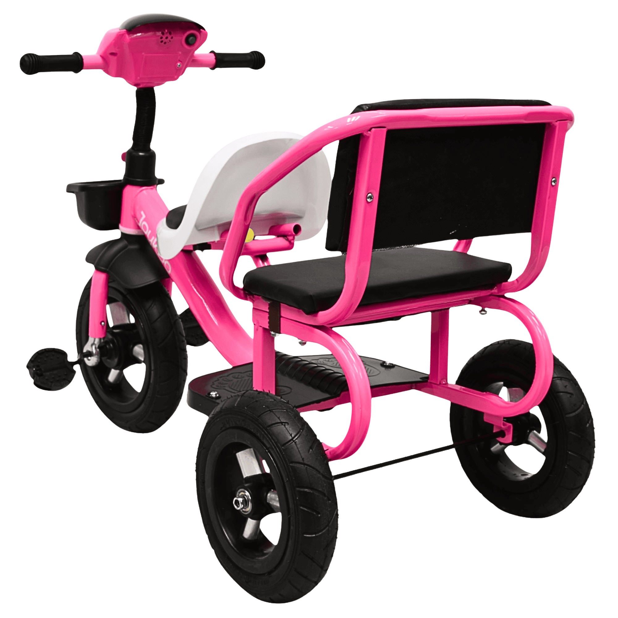 Triciclo para Ni&ntilde;os Dos Asientos Torreta con Luz y Sonido Ruedas de Goma Apto a partir de 2 A&ntilde;os - Rosa image number null