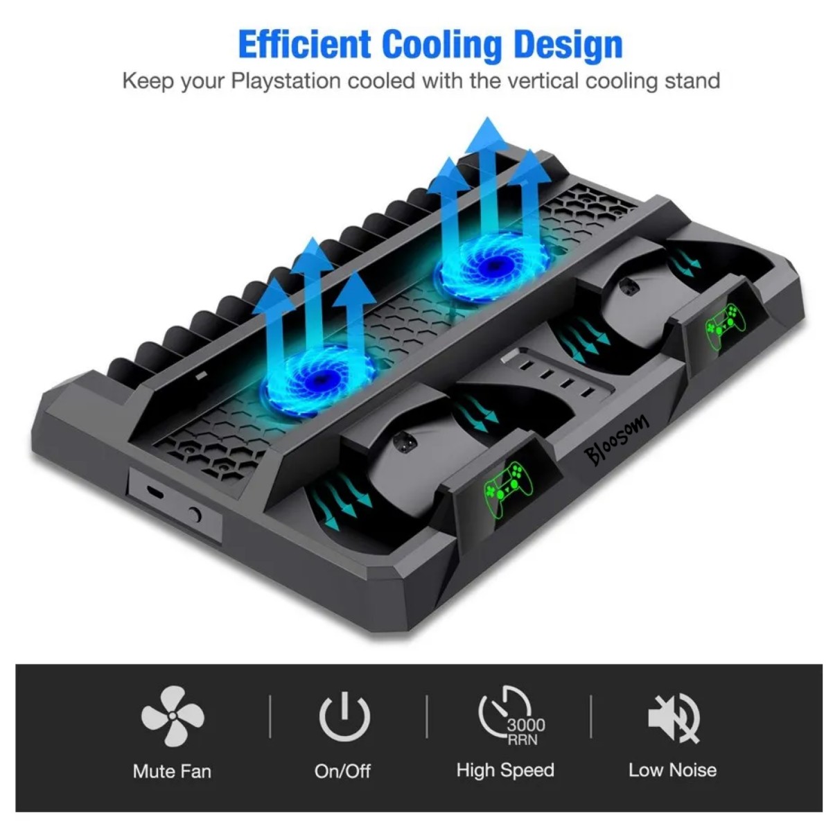 Base Vertical Enfriadora Cargador Controles Ps4 Slim Y Pro Negro image number null