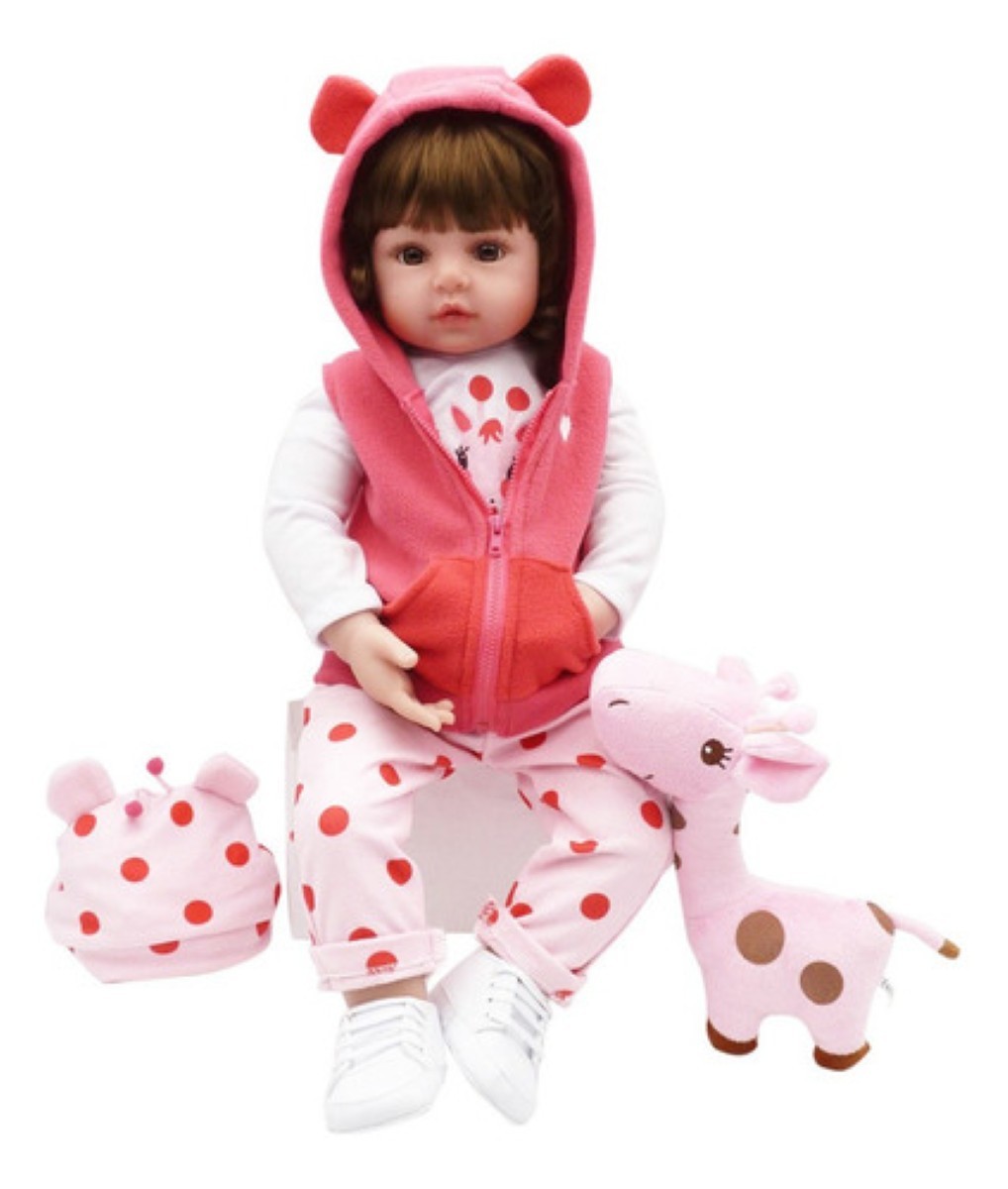 Bebes Reborn Todo Silicona Ni&ntilde;a 55cm conejo blanco/rosa image number null