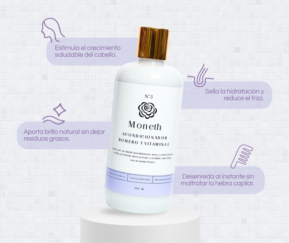 Shampoo + Acondicionador Romero y Vitamina E 500ml c/u | Cabello Fuerte | Nutrici&oacute;n Capilar con Extractos Naturales image number null