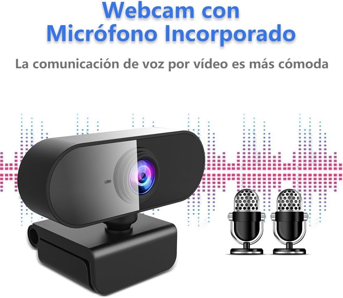 Webcam con Microfono para PC,Camara Web para PC HD 1080P,Camara para Laptop Plug＆Play,Web CAM Win/Mac/Linux, image number null