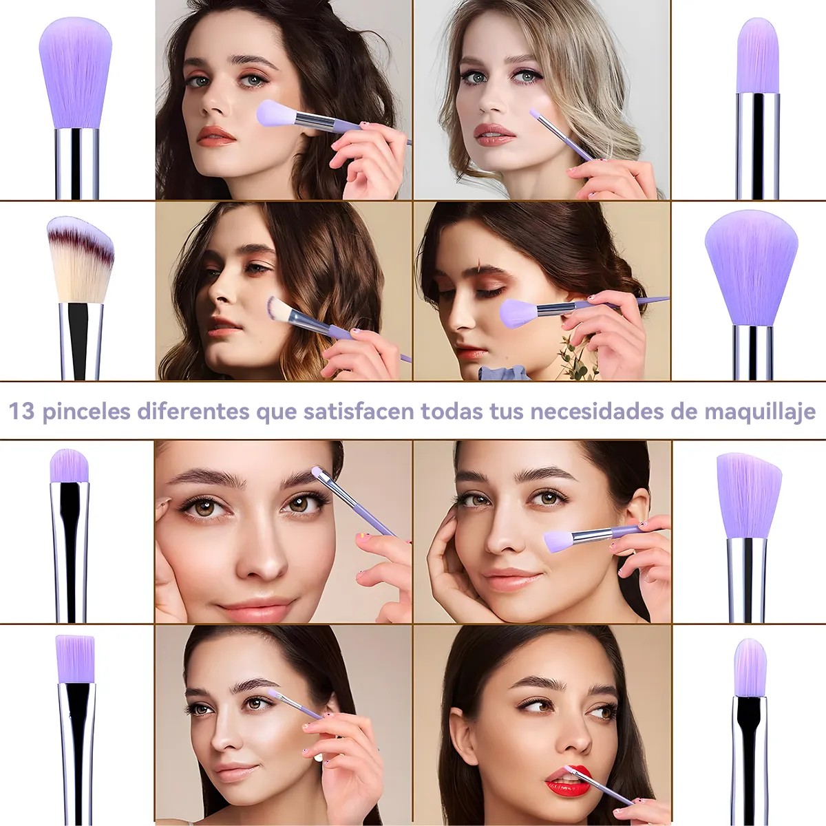 Set Brochas De Maquillaje 13 Pzs Profesional Purpura image number null