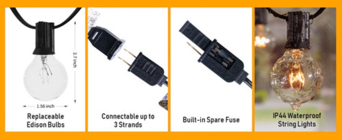 Led Guirnalda De Luces 25+2 Focos De Exterior Vintage 15m image number null